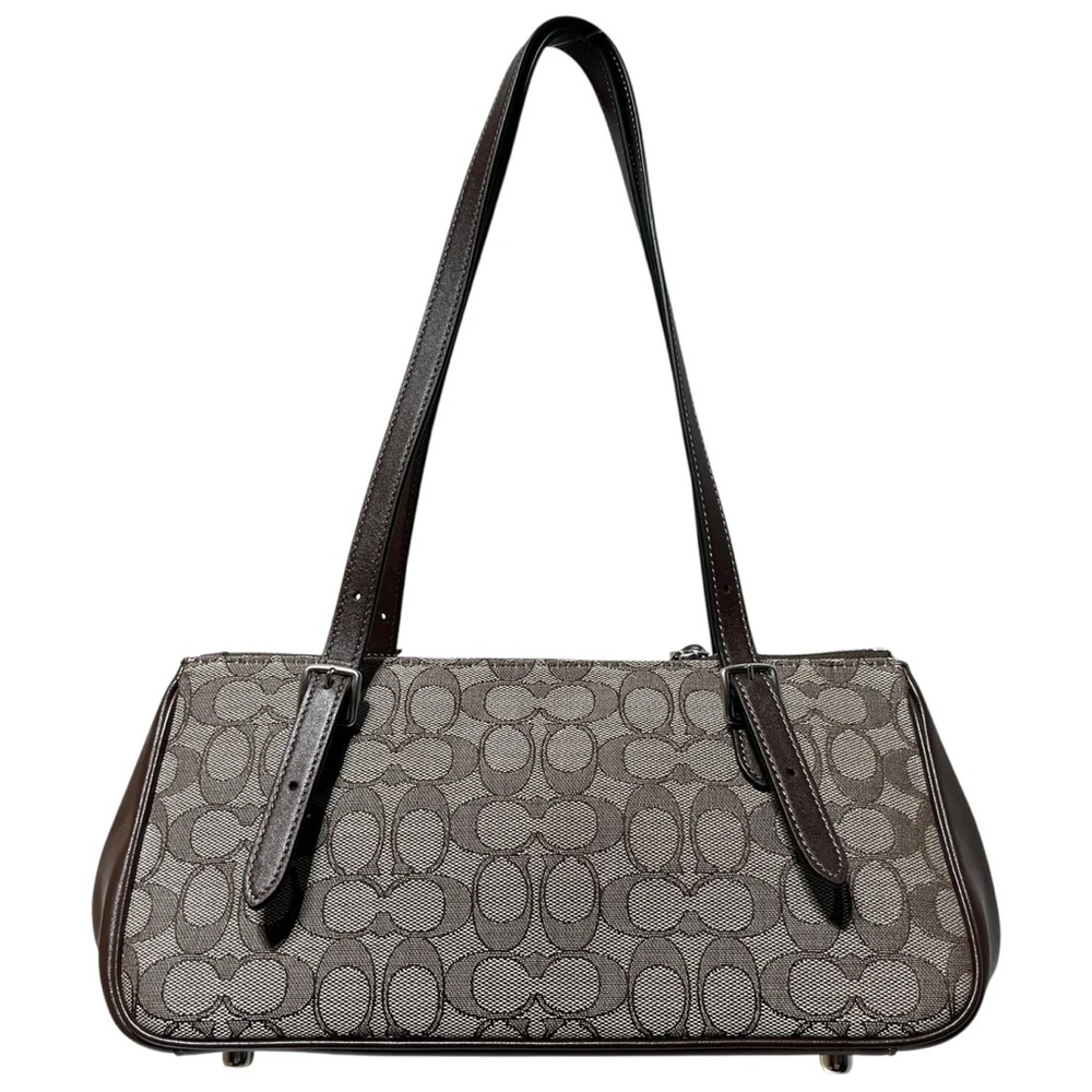 Coach Gray and Brown Signature Shoulder Bag